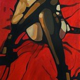kobieta w czerwieni , olej na płótnie 80x120cm, 2013