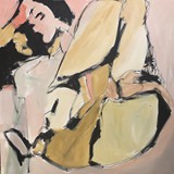 Akt różowy, akryl na płótnie 100x100cm, 2020