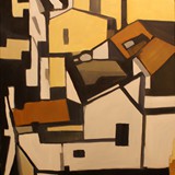 ponad dachami 1, olej na płótnie, 50x70,5cm, 2012