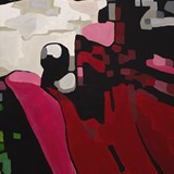 Czerwony samochód, olej na płótnie, 70x100cm,  2013