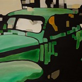 Zielony samochód 1, olej na płótnie, 92x73cm,  2013