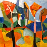 Krajobraz nr 35, olej na płótnie, 60x60cm, 2024