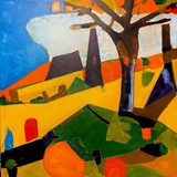 Krajobraz nr 38, akryl na płótnie, 60x60cm, 2025