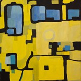 Żółta lokomotywa, olej na płótnie, 2016