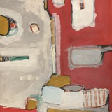 Martwa natura na czerwonym tle, akryl na płótnie, 70x100cm, 2020