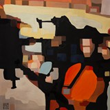 Wiolonczelista, olej na płótnie, 80x80cm, 2014