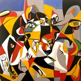 Inny punkt widzenia, mix media na płótnie, 80x80cm, 2024