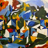 Krajobraz nr 41,  akryl na płótnie, 100x100cm, 2025