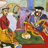 Party przy muzyce Augustyna Blocha, olej na płótnie, 120x90cm, 2024