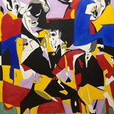 Taniec przy muzyce Anthony Payna, olej na płótnie, 100x140cm, 2024