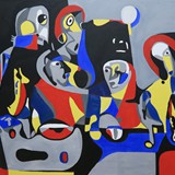 Wieczerza, olej na płótnie, 180x90cm, 2024