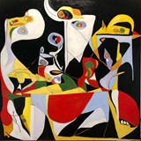 Świętowanie z muzyką Friedhelma Döhla, mix media on canvas, 80x80cm, 2024