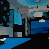 Wnętrze niebieskie, olej na płótnie, 120x80cm, 2015