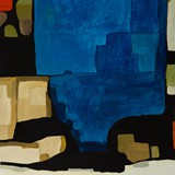 Wnętrze niebieskie z lampą, akryl na płótnie, 60x120cm, 2015