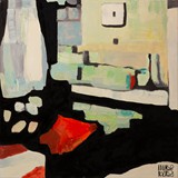 Wnętrze z białym kinkietem, olej na płótnie, 70x70cm, 2016