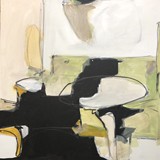 Wnętrze z białym stolikiem, akryl na płótnie, 80x80cm, 2021