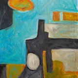 Wnętrze z kominkiem 2_akryl na płótnie, 70x100cm, 2018