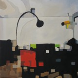 Wnętrze z lampą, olej na płótnie, 80x90cm, 2016