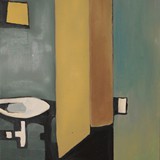 Wnętrze zielone, olej na płótnie,, 40x80cm, 2011